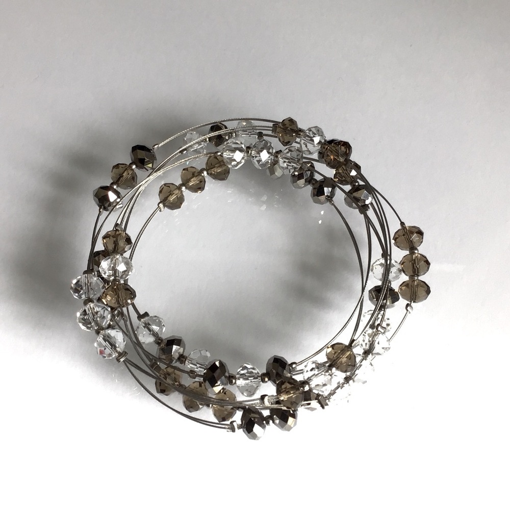 Multi Wire Station Crystal Bead Bangle Bracelets To Combine To Make One Bracelet